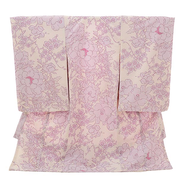 レンタル九重 日本製 お宮参り 女の子 着物 レンタル 薄ピンク地に薄紫