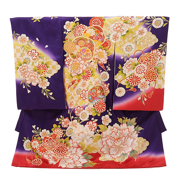 お宮参り 産着 レンタル 高級産着 女の子 1816 京友禅 紫地裾赤 ぼたん菊梅 正絹 着物 女児産着レンタル 着物レンタル 記念撮影 赤ちゃん着物 祝着レンタル 宮参り 祝着 初着 女の子 ベビー服 初着セット 往復送料無料 レンタル Andapt Com