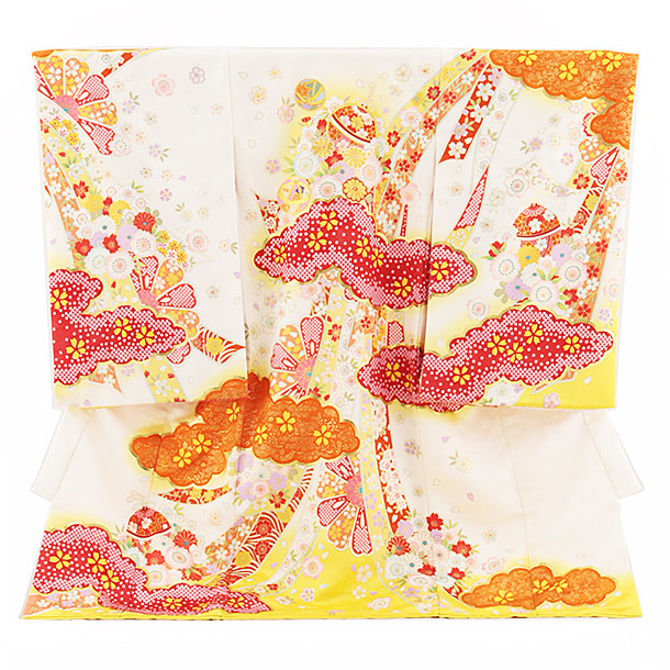 楽天市場】お宮参り 産着 レンタル 女の子 2238 伝産 白地裾赤