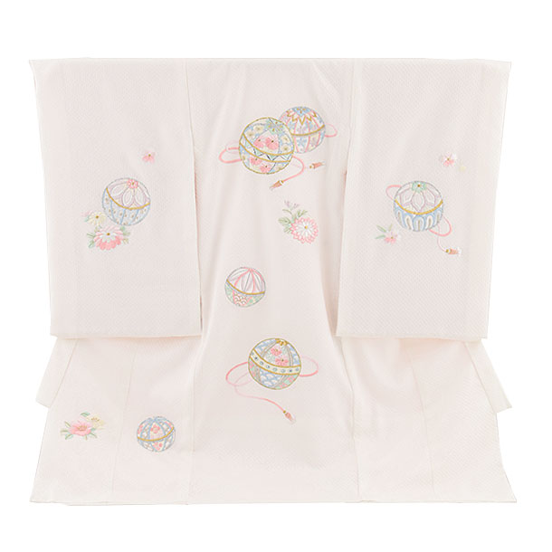 楽天市場】お宮参り 産着 レンタル 女の子 2252 白地 刺繍 まり 着物