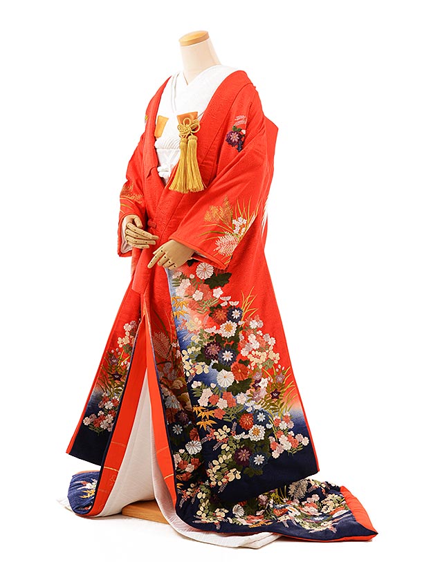 引き振袖✨ブルー系　駒刺繍　花鼓文　金彩　婚礼衣装　色掛下などに☆ 楽天市場】色打掛 着物 神社婚 和装 花嫁衣裳 1AI0886 引箔金彩