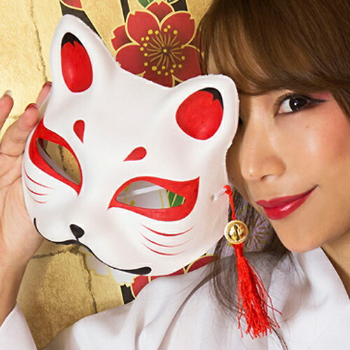 楽天市場 ハロウィン コスプレ キツネ お面 狐 花鳥風月 きつね面 白 黒鼻 キツネ お面 狐 お面 きつね祭り きつね コスプレ キツネ マスク 夜祭り 半面マスク 仮装 C 0728 はぴキャラ