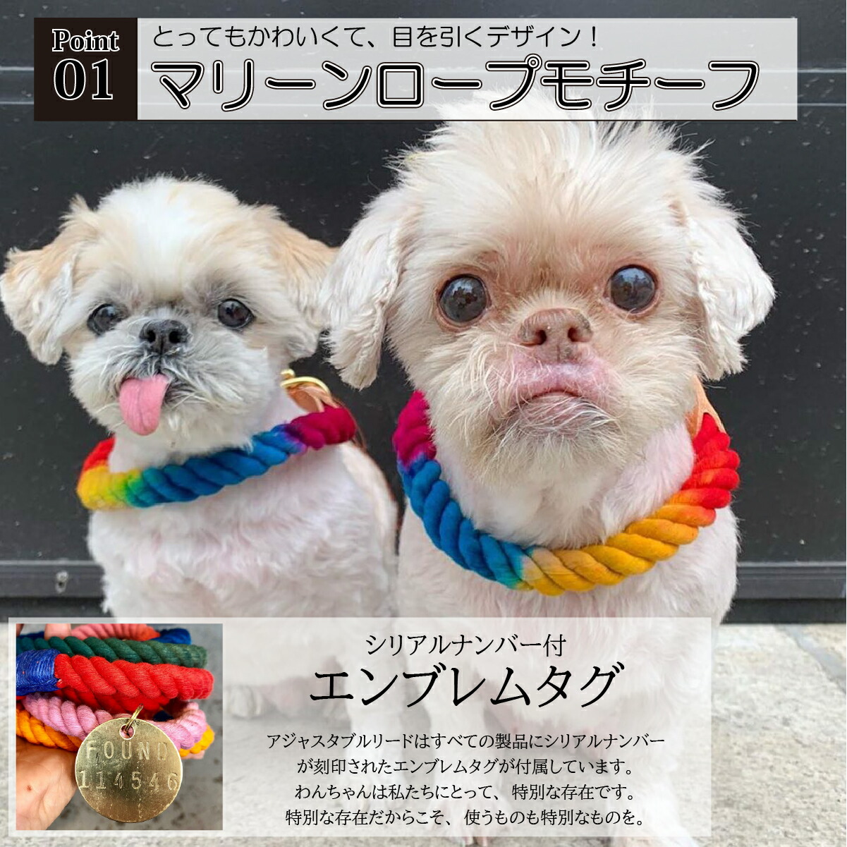 全米で大人気！】 FOUND MY ANIMAL ファウンドマイアニマル Rope Dog Leash Adjustable アジャスタブルリード  マリーンロープモチーフ 犬用 リード 全20色