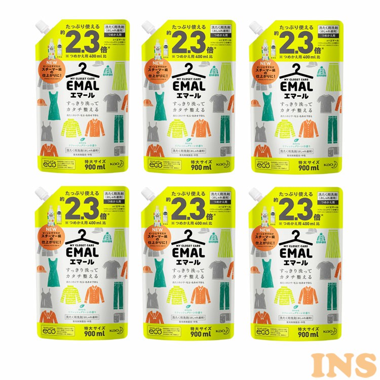 楽天市場 6個セット エマール リフレッシュグリーン エマールリフレッシュグリーンの香り 替え900ml 花王 エマール 洗剤 リフレッシュグリーン 洗たく用洗剤 おしゃれ着 シワを防ぐ カタチコントロール洗浄 香り 替 花王 D 快適ホーム