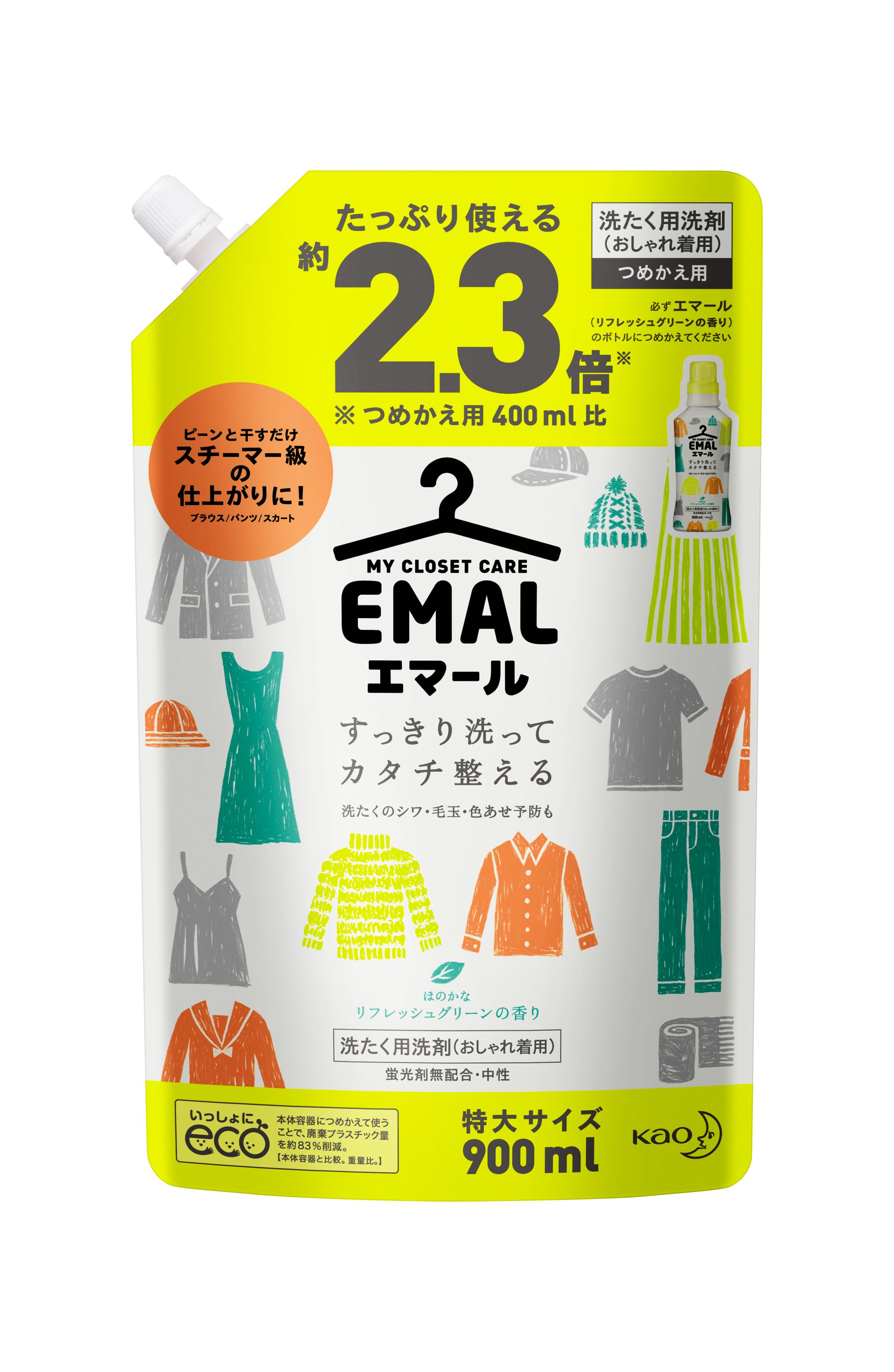 楽天市場 6個セット エマール リフレッシュグリーン エマールリフレッシュグリーンの香り 替え900ml 花王 エマール 洗剤 リフレッシュグリーン 洗たく用洗剤 おしゃれ着 シワを防ぐ カタチコントロール洗浄 香り 替 花王 D 快適ホーム