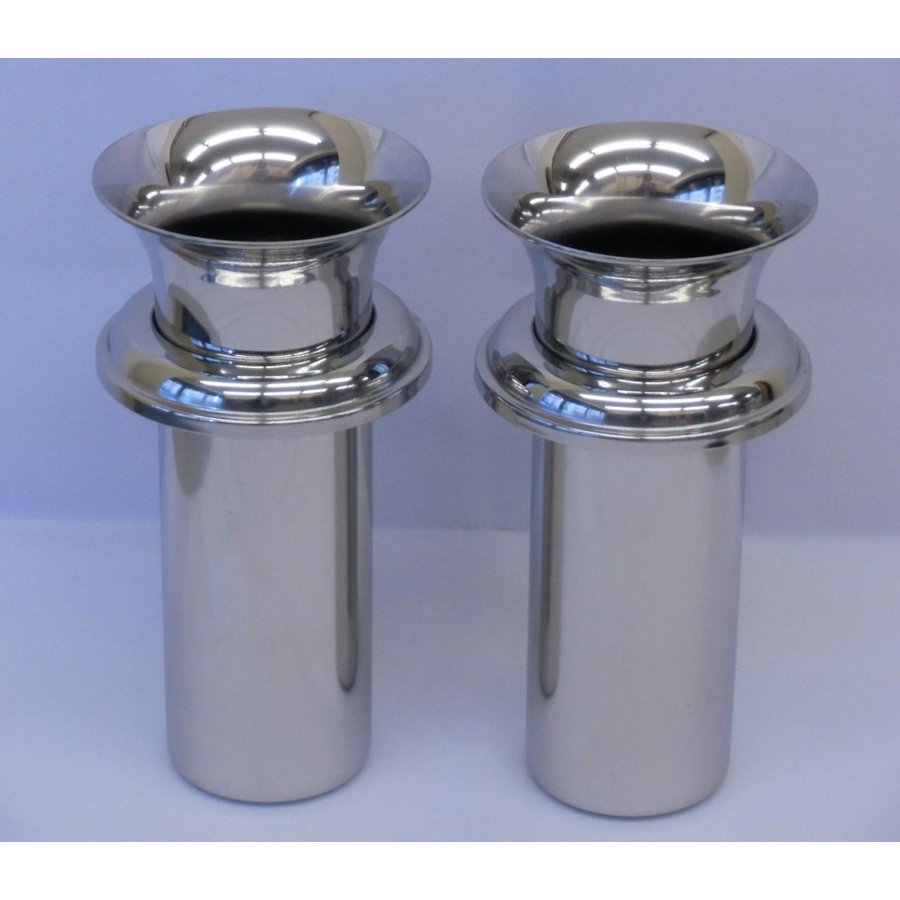 ステンレスツバ付花立44Φツバ下140mm10本（5対）（差し込みタイプ）中入れ　お墓【墓装用品】｜石材工具道場　店