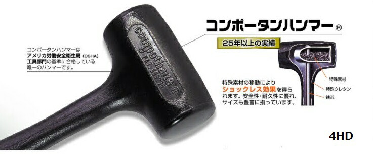 ヒットコンポータンハンマー R-25  ウレタンハンマーショックレスハンマー HIT玄翁 鉄鎚【石手道具】
