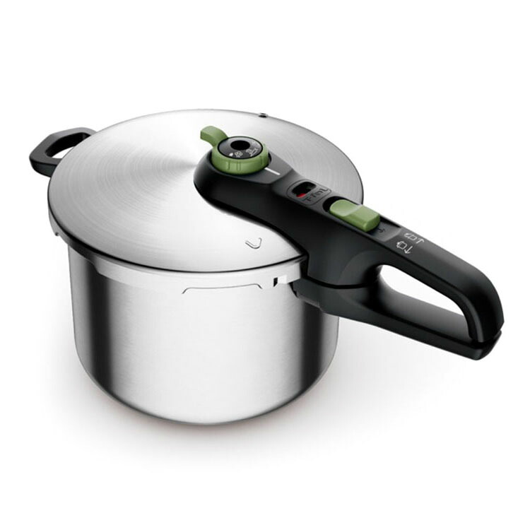 ティファール セキュア トレンディ 6.2L シルバー P2580704 送料無料 圧力鍋 片手式 6.2L 4～6人用 中かご付き ガス火対応 IH対応 時短 T-fal ティファール