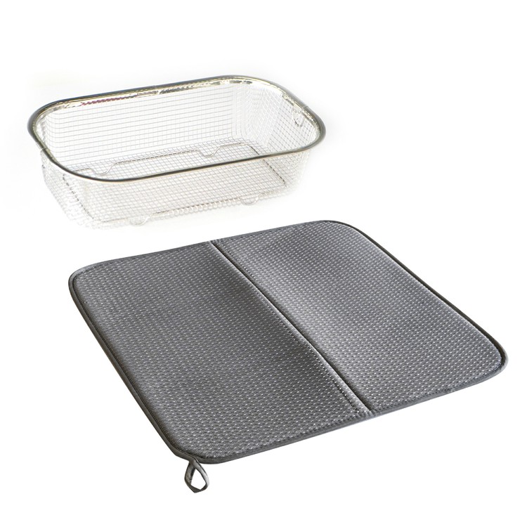 家庭用品 キッチン用品 水切りラック すっきり暮らすセット (深型＋マット) KN-270028S 水切りマット 吸水タオル タオル マット キッチンマット 水切りラック 水切り 台所 鍋 フライパン 株式会社ビーワーススタイル 【B】