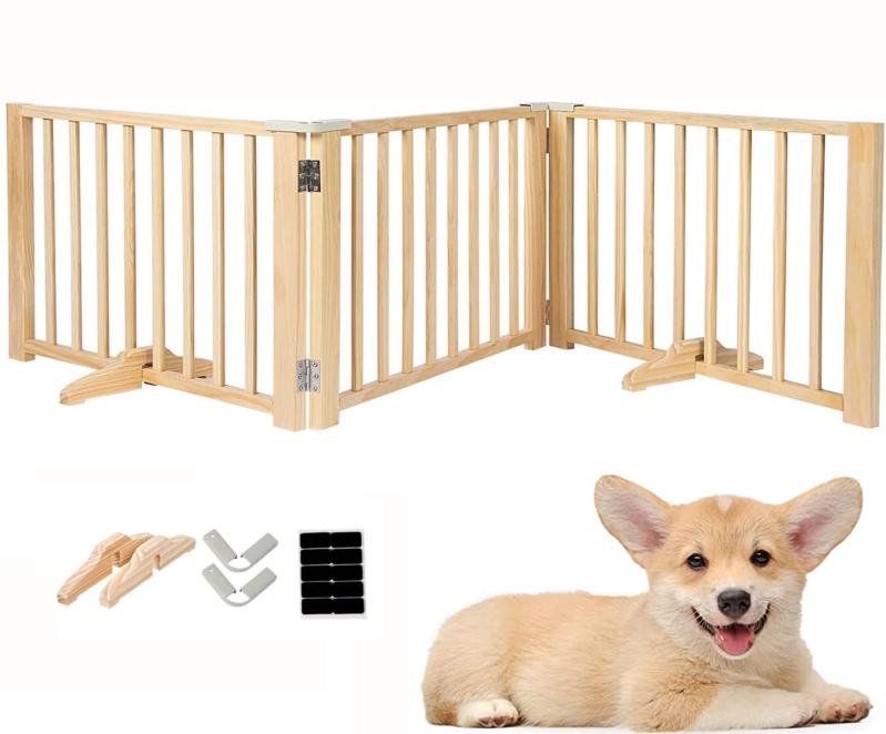 木製 ペットゲート パーテーション 置くだけ ペットフェンス 犬 柵 安全柵 小型犬 中型犬 脱走防止 ガード 飛び出し防止 多頭飼い ペットガード