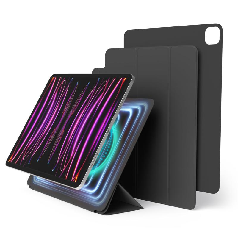 elago iPad Pro 12.9 2022 2021 対応 ケース カバー 強力 マグネット式 角度調整可能 スタンド Apple Pencil 2 充電可能 ホルダー付 / 2段階角度変更 背面保護 マグネットスタンド [ Apple iPadP