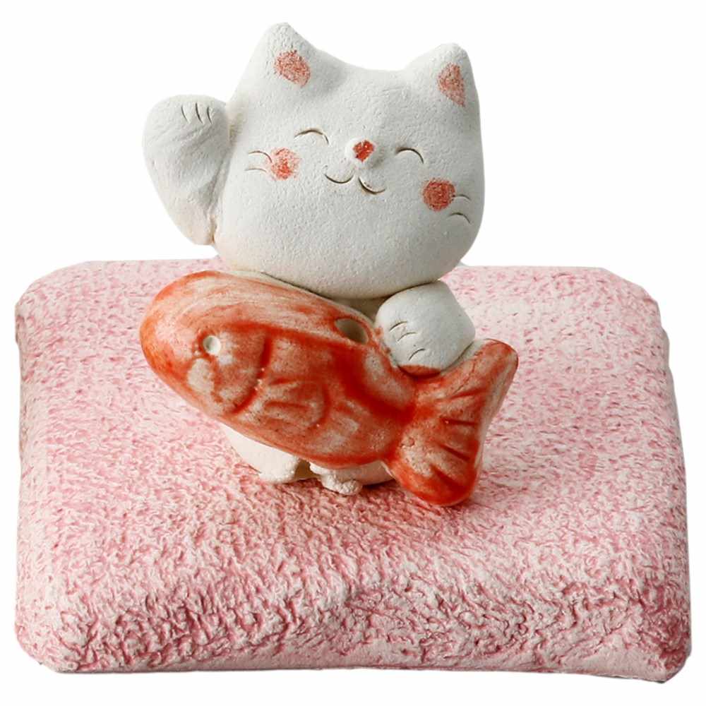 招き猫　右手上げ立ち招き猫陶器製大小　山崎清孝作品　新品長期保存品 招き猫 右手上げ立ち招き猫陶器製大小 山崎清孝作品 新品長期