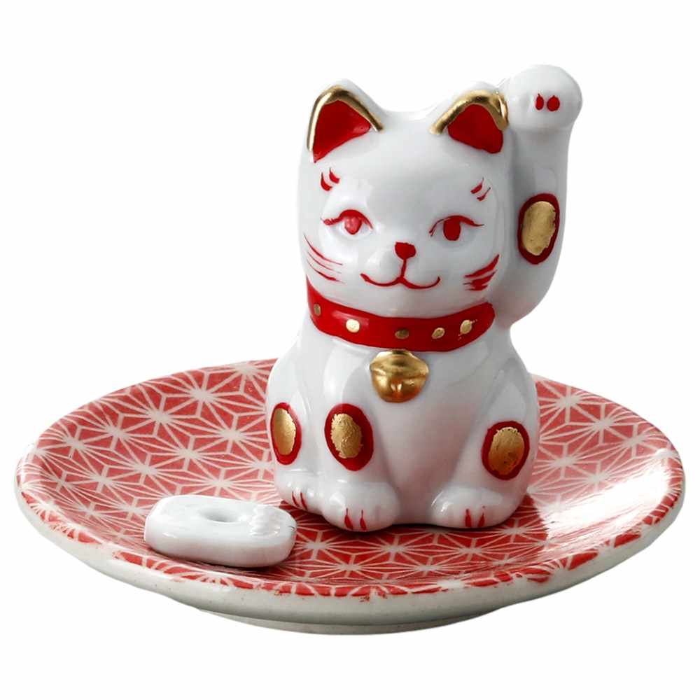 招き猫　右手上げ立ち招き猫陶器製大小　山崎清孝作品　新品長期保存品 招き猫 右手上げ立ち招き猫陶器製大小 山崎清孝作品 新品長期