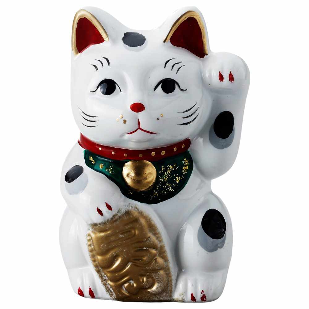 ★廃版★貴重品！！薬師窯・特大・七福猫(貯金箱)・高さ３５㎝・赤座布団付 ☆廃版☆貴重品！！薬師窯・特大・七福猫(貯金箱)・高さ35㎝・赤