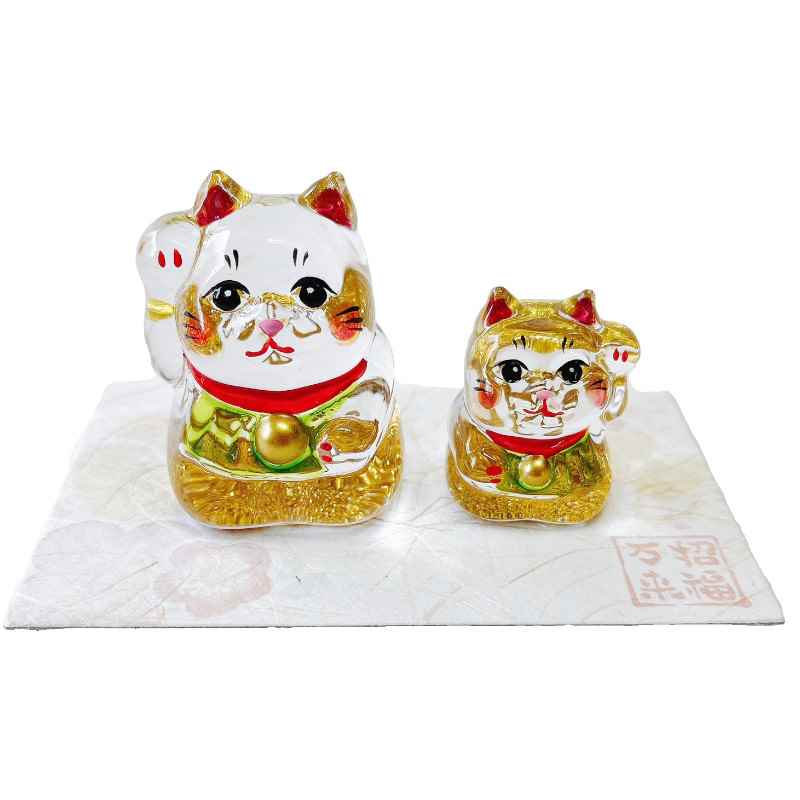 楽天市場】招き福ネコ ミニチュアガラス細工【メール便対応可】小さな