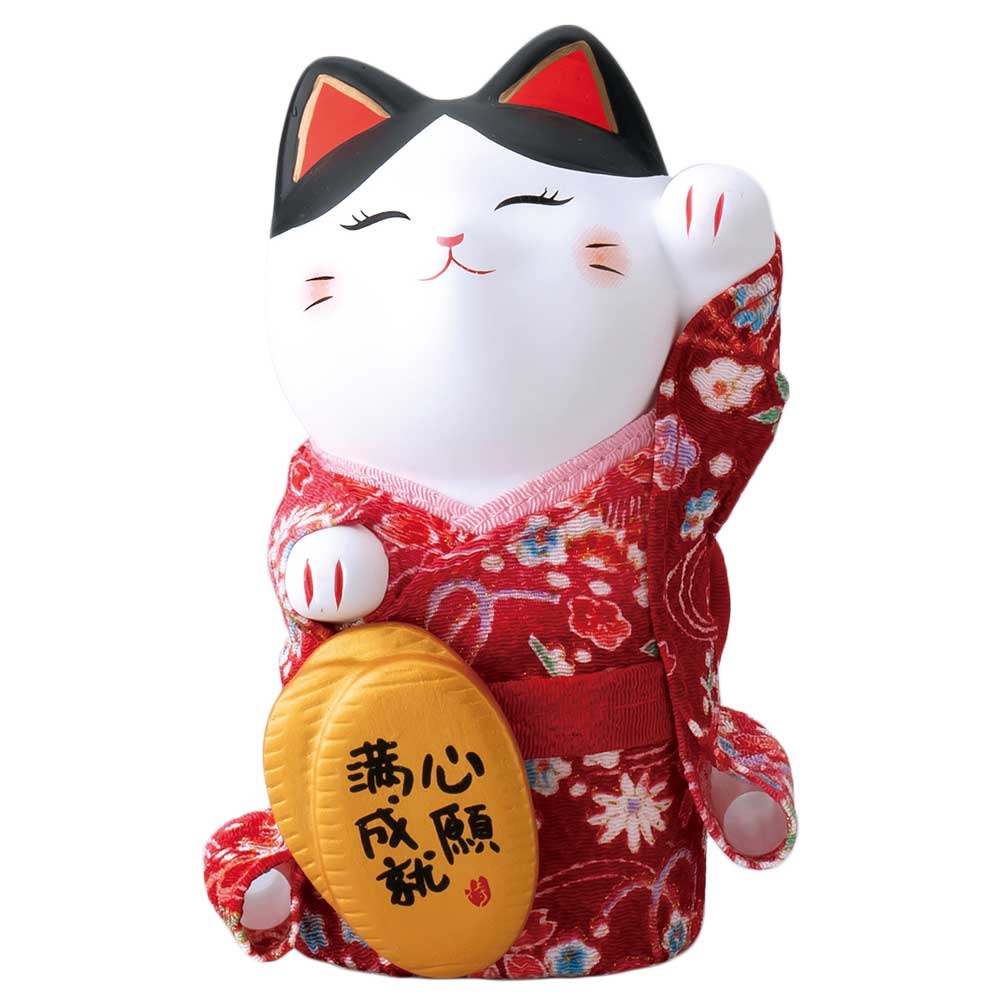 開運 招福 縁起物 おもてなし 商売繁盛 家庭円満/ 着物小判招き猫（願い） 大 /贈り物 プレゼント 開店祝い 母の日 誕生日 新築祝い