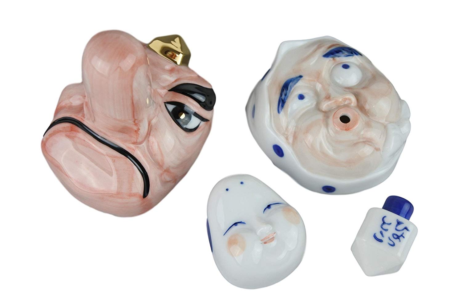 楽天市場】可杯（べくはい）セット 陶器の天狗・ひょっとこ・おかめの