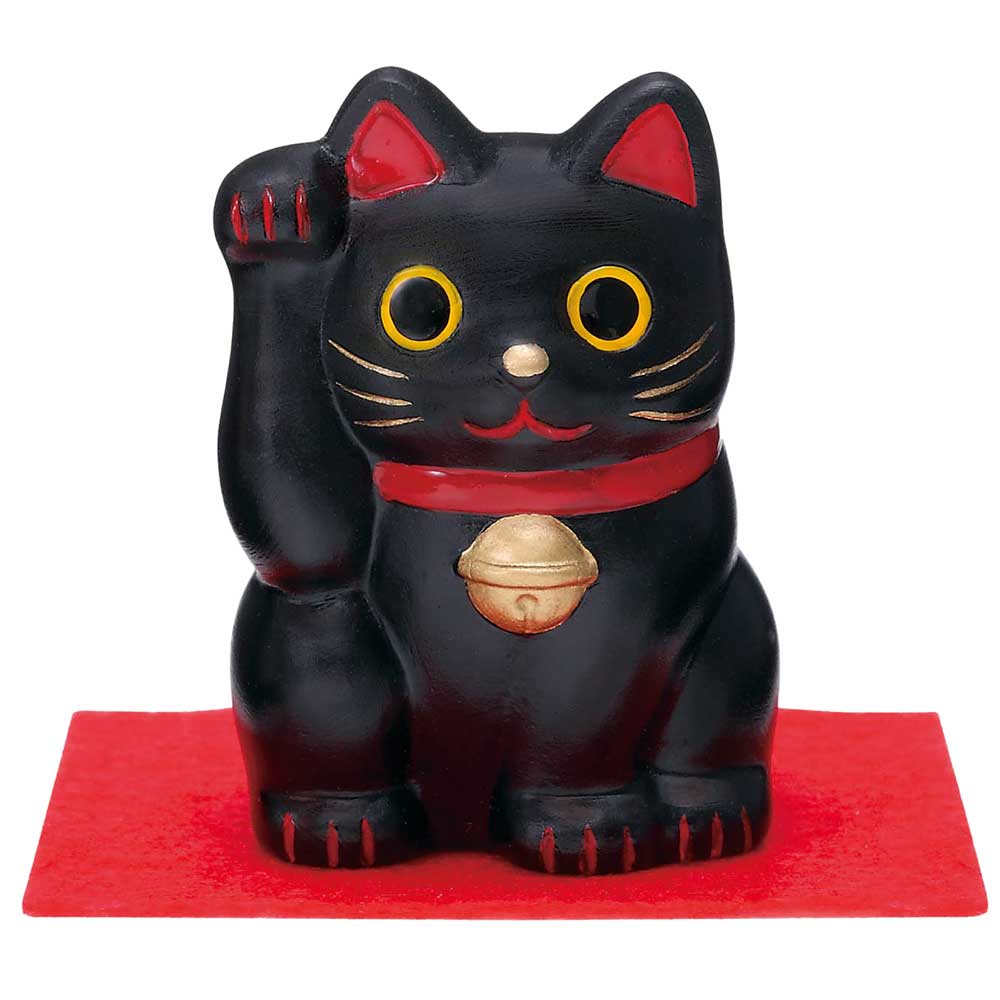 楽天市場】信楽焼 猫 置物 招き猫 5号 黒 陶器 猫の置物 リアル