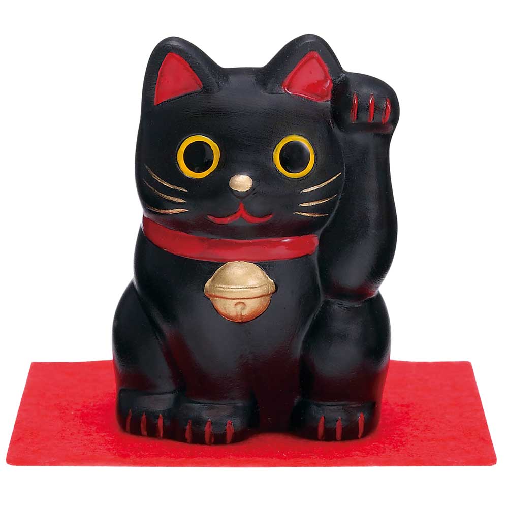楽天市場】信楽焼 猫 置物 招き猫 5号 黒 陶器 猫の置物 リアル