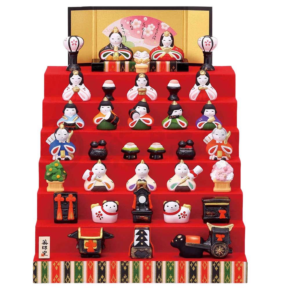 楽天市場】雛人形 ひな人形 コンパクト 雛 (錦彩 花かざり雛 七段飾り