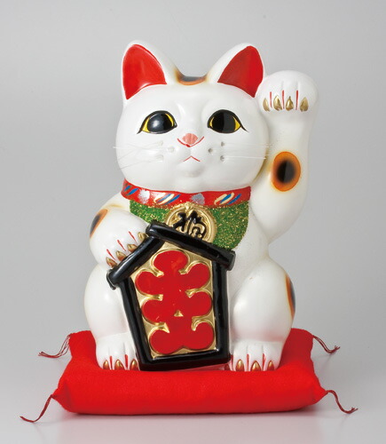 白招き猫　左手高上げ　縁起物　ビッグサイズ 楽天市場】招き猫 大型 巨大/ 大入白猫8号（左手） /置物 贈り物