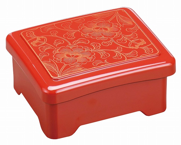 【5個セット】赤い漆器 重箱 蓋付き（鰻の長焼用）新品•未使用 5個セット】赤い漆器 重箱 蓋付き（鰻の長焼用）新品•未