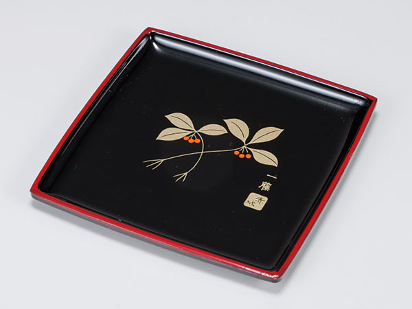 会津漆器　茶托　御皿セット 楽天市場】会津漆器 茶托 丸皿/ 溜 4.5丸銘々皿山茶花 /和食器 : 美濃