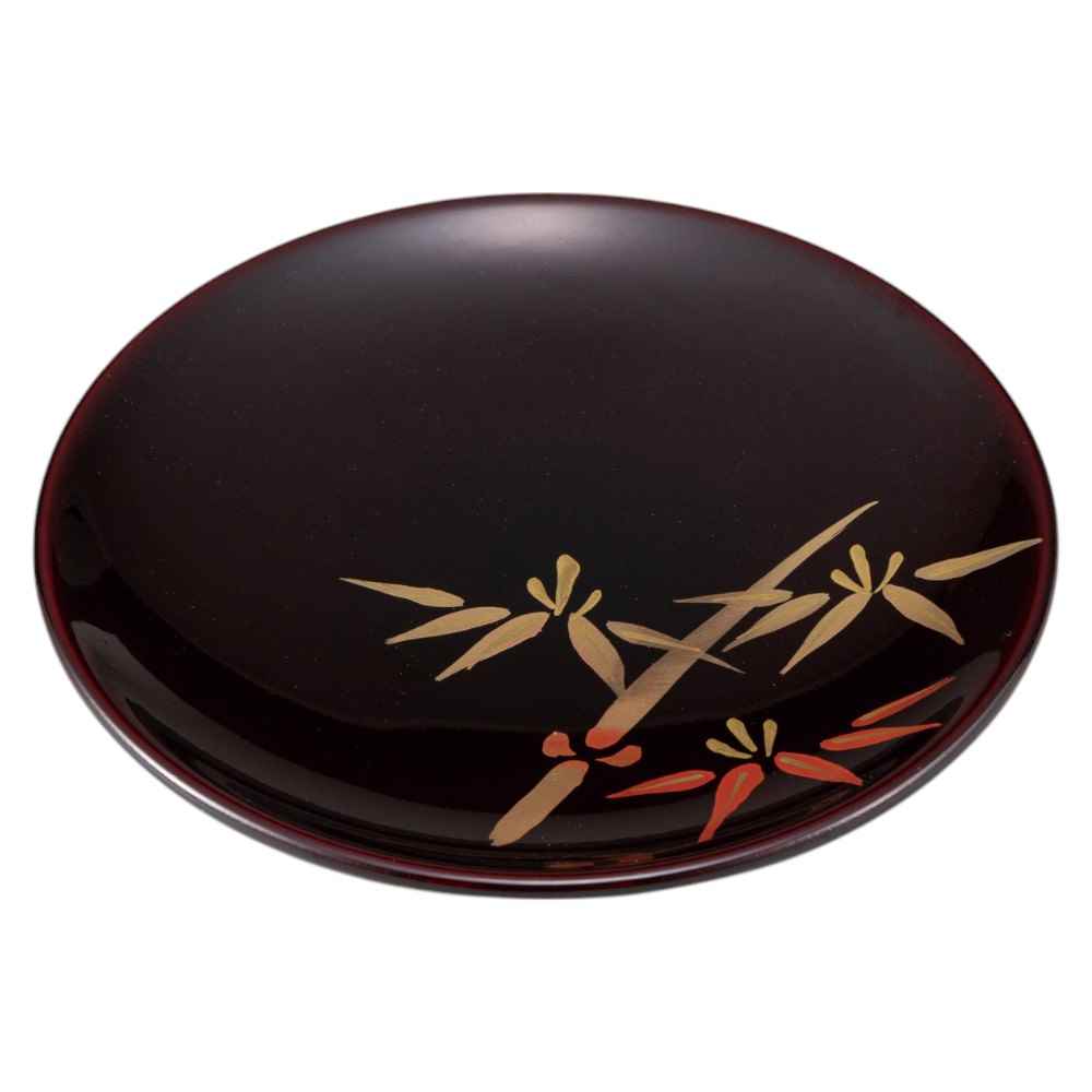 楽天市場】会津漆器 茶托 丸皿/ 溜 4.5丸銘々皿山茶花 /和食器 : 美濃