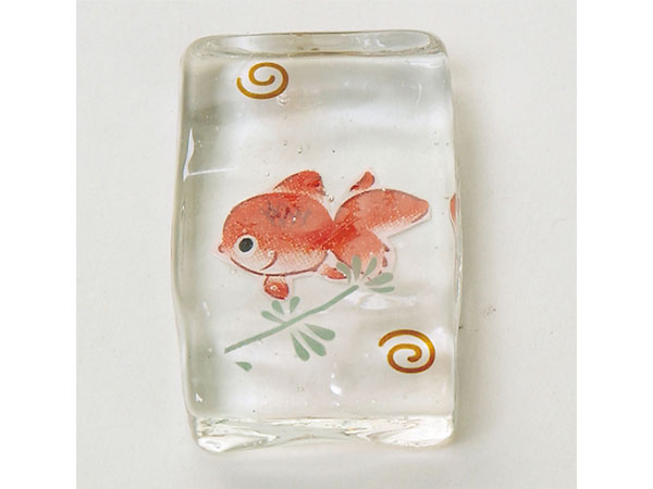 涼風ガラス箸置き 金魚赤 角画像