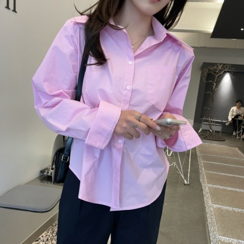トレンディスパッドシャツ レディースファッション 韓国ファッション コットンシャツ 春 秋 綿シャツ シャツ 長袖 トップス ファッション