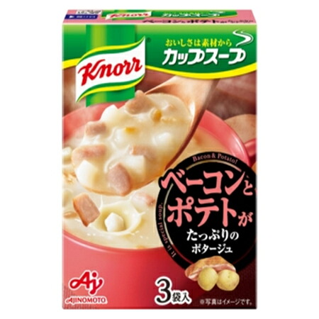 味の素　「クノール　カップスープ」ベーコンとポテトがたっぷりのポタージュ（３袋入）　16.4g×3袋×60箱　合計180袋