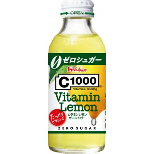 【2ケース】ハウス食品　Ｃ１０００　ビタミンレモンゼロシュガー　１４０ｍｌ瓶　140ml×30個×2箱　60個