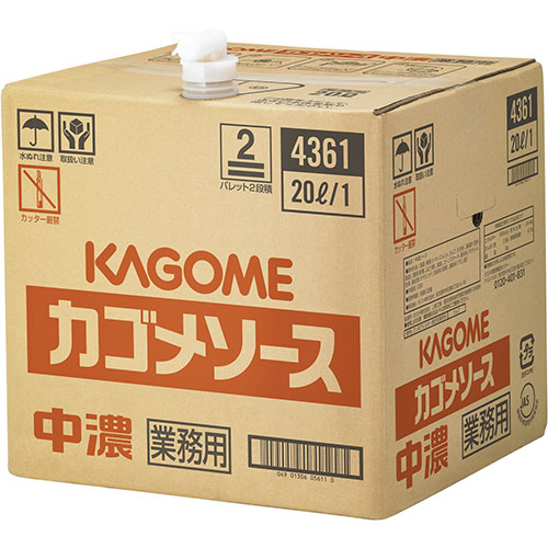 カゴメ　中濃ソース業務用（ＪＡＳ標準）２０Ｌパック×1個 調味料 とんかつ 中濃
