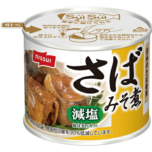 ニッスイ　SuiSuiオープン　さばみそ煮減塩３０％　190ｇ　24個&times;2個　合計48個｜Re-light