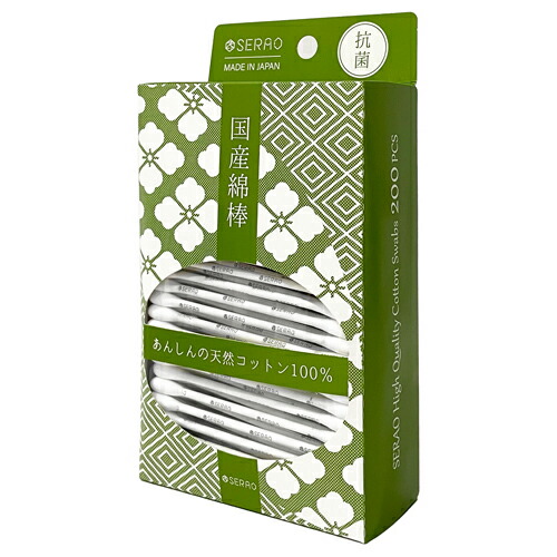 三和　(SRO-200WM)　SERAO和柄綿棒（200本入）　抹茶色　120個｜Re-light 53,184円