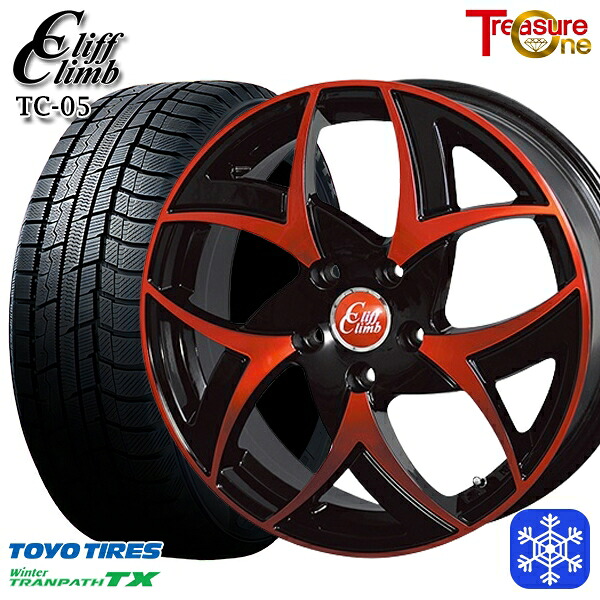 205/55R17 ノア ヴォクシー 2025年製 トーヨー ウィンター トランパス TX トレジャーワン クリフクライム TC05 BP/レッドクリア 17インチ 6.5J 5H114.3 スタッドレスタイヤホイール4本セット｜タイヤホイール激安王国