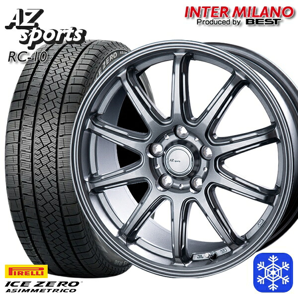 スタッドレスタイヤホイール4本セット 225/60R17 アルファード ヴェルファイア 2022～2023年製 ピレリ アイスゼロアシンメトリコ インターミラノ AZ-Sports RC10 シルバー 17インチ 7.0J 5H114.3