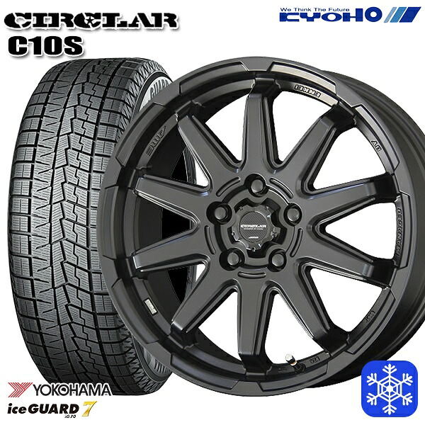スタッドレスタイヤホイール4本セット 215/60R17 96Q アルファード ヴェルファイア 2024～2025年製 ヨコハマアイスガード7 IG70 KYOHO サーキュラー C10S MB 17インチ 7.0J 5H114.3