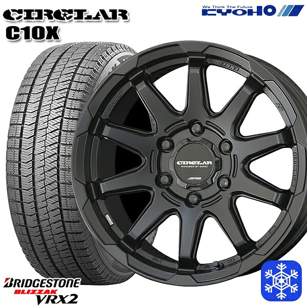 215/65R16 98Q ハイエース ※車検非対応 2023～2024年製 ブリヂストン ブリザック VRX2 KYOHO サーキュラー C10X MB 16インチ 6.5J 6H139.7 スタッドレスタイヤホイール4本セット｜タイヤホイール激安王国