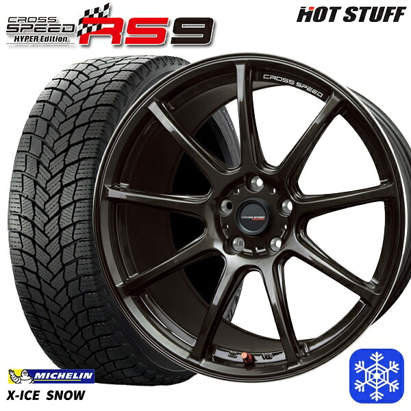 スタッドレスタイヤホイール4本セット 215/60R17 100T XL アルファード ヴェルファイア 2024～2025年製 ミシュラン エックスアイススノー HotStuff クロススピード RS9 17インチ 7.0J 5H114.3