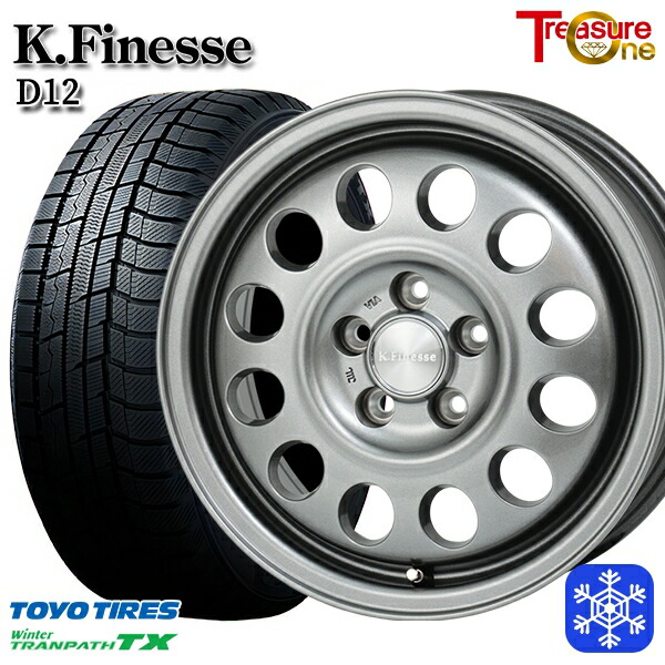 スタッドレスタイヤホイール4本セット 195/65R15 ルノーカングーKW系 2023年製 トーヨーウィンタートランパス TX トレジャーワン ケイフィネス D12 ガンメタブラック 15インチ 6.0J 5H108 +30
