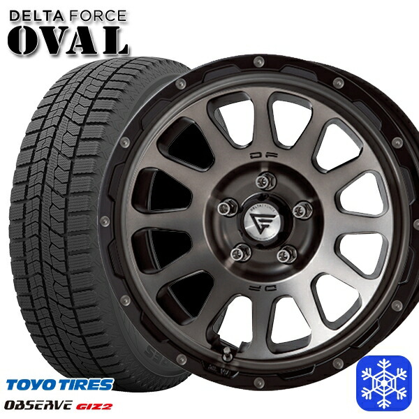 スタッドレスタイヤホイール4本セット 215/60R16 ヤリスクロス ヴェゼル 2023～2024年製 トーヨー オブザーブ ギズ2 デルタフォースオーバル マットスモークポリッシュ 16インチ 7.0J 5H114.3