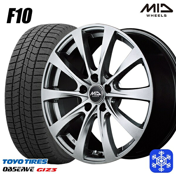 スタッドレスタイヤホイール4本セット 215/55R17 カムリ ヴェゼル 2024～2025年製 トーヨー オブザーブ ギズ3 MID F10 メタリックグレー 17インチ 7.0J 5H114.3