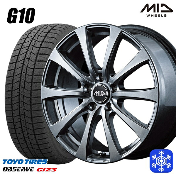 185/60R15 シエンタ(170系) 2024~2025年製 トーヨー オブザーブ ギズ3 MID G10 メタリックグレー 15インチ 6.0J 5H100 スタッドレスタイヤホイール4本セット|タイヤホイール激安王国