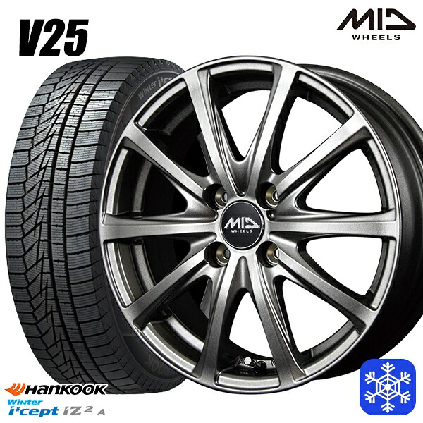 スタッドレスタイヤホイール4本セット 155/65R13 モコ ルークス 2022年製 HANKOOK ハンコック W626 MID V25 メタリックグレー 13インチ 4.0J 4H100
