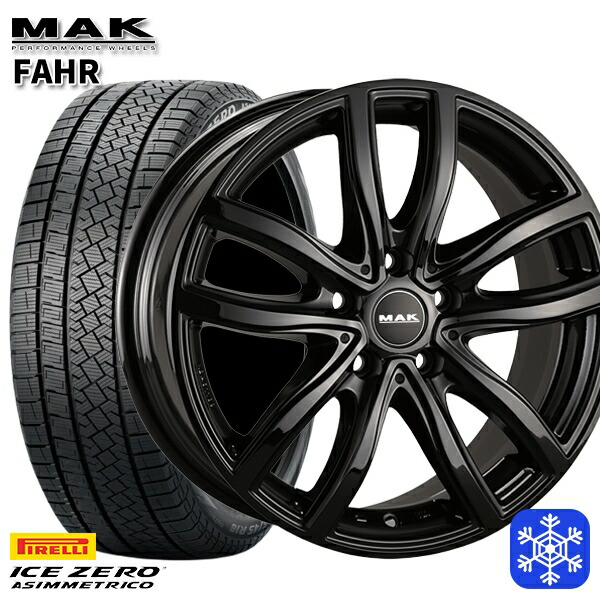 スタッドレスタイヤホイール4本セット 205/55R17 BMW F45/F46用 2022～2023年製 ピレリ アイスゼロアシンメトリコ MAK FAHR グロスブラック 17インチ 7.5J 5H112 +52