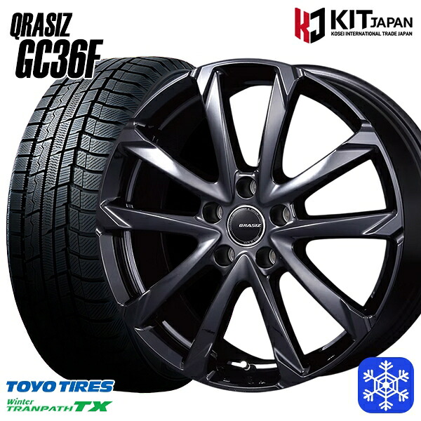 235/55R18 RAV4 NX 2023～2024年製 トーヨー ウィンタートランパス TX クレイシズ GC36F グロスブラック 18インチ 7.5J 5H114.3 スタッドレスタイヤホイール4本セット｜タイヤホイール激安王国