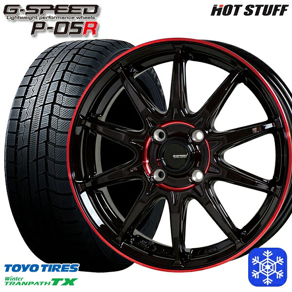 185/65R15 アクア ノート フィット 2024~2025年製 トーヨー ウィンター トランパス TX HotStuff ジースピード P-05 BK/RED 15インチ 5.5J 4H100 スタッドレスタイヤホイール4本セット|タイヤホイール激安王国