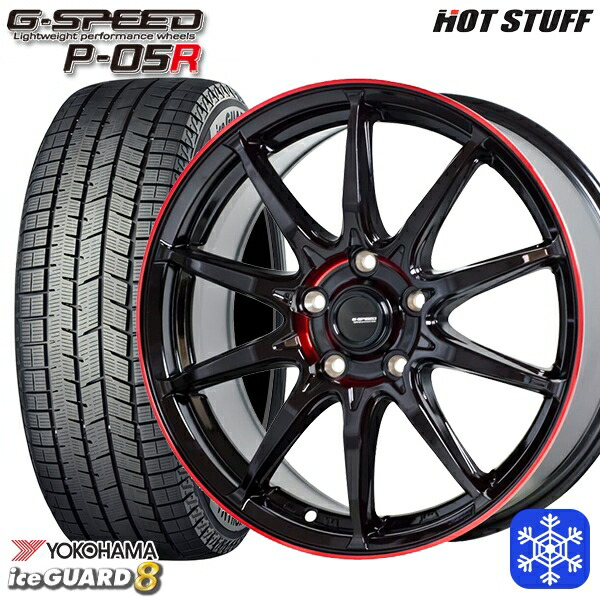 235/50R18 アルファード ヴァルファイア 2025~2026年製 ヨコハマ アイスガード8 IG80 HotStuff ジースピード P-05 BK/RED 18インチ 8.0J 5H114.3 スタッドレスタイヤホイール4本セット|タイヤホイール激安王国