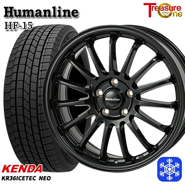235/55R18 RAV4 NX 2023年製 ケンダ アイステックネオ KR36 トレジャーワン ヒューマンライン HF15 BK 18インチ 7.0J 5H114.3 スタッドレスタイヤホイール4本セット｜タイヤホイール激安王国